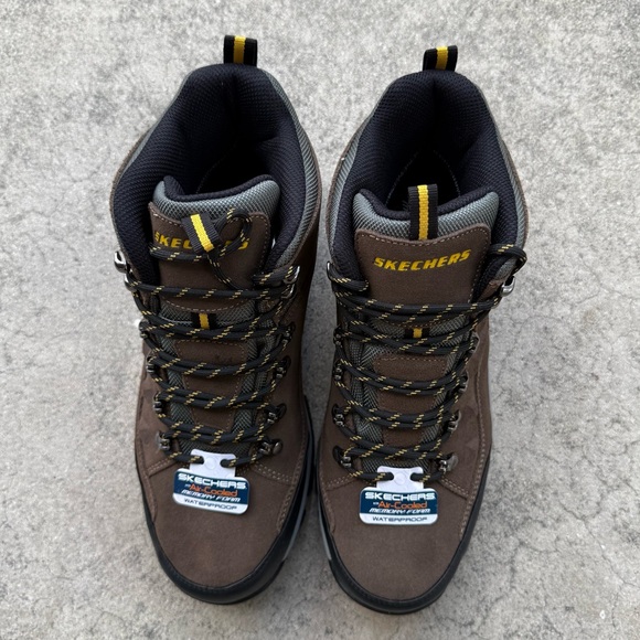 Skechers Relaxed Fit Men's 10 Relment-Pelmo Hiking Boots Waterproof Khaki new - Picture 3 of 8